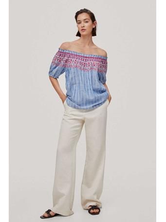PEDRO DEL HIERRO - Embroidered Off-Shoulders Blouse BLUES