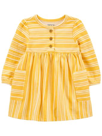 CARTER'S - Baby Striped Long-Sleeve Jersey Dress YELLOW