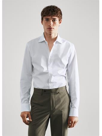 MANGO - Slim Fit Cotton Suit Shirt WHITE