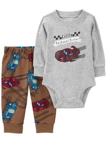 CARTER'S - Baby 2-Piece Grey Race Car Print Pant Set  GREY