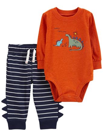 CARTER'S - Baby 2-Piece Dinosaur Bodysuit Pant Set ORANGE