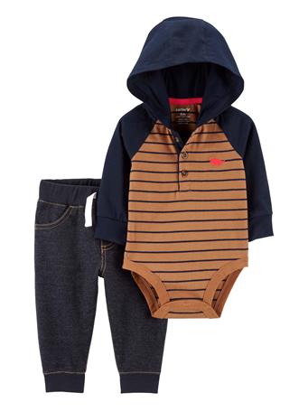 CARTER'S - Baby 2-Piece Hooded Bodysuit Pant Set BROWN