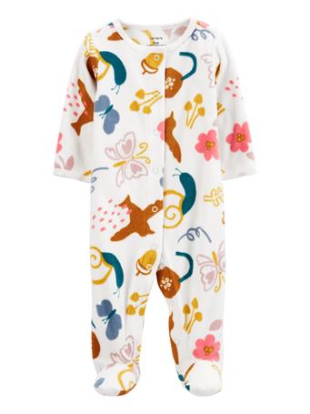 CARTER'S - Baby Butterfly Snap-Up Fleece Sleep & Play Pajamas IVORY