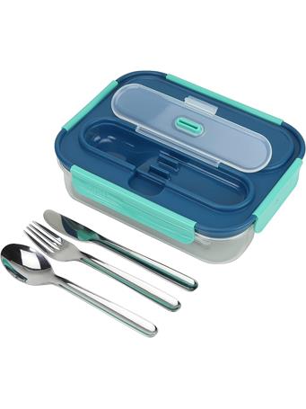 BUILT -  2 Compartment Tritan Meal Prep Bento With Utensils And Ice Pack INK BLUE