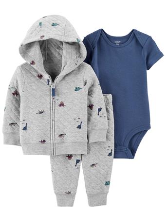 CARTER'S - Baby 3-Piece Quilted Doubleknit Cardigan Set GREY