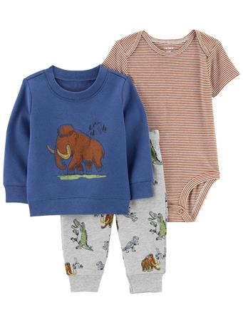 CARTER'S - Baby 3-Piece Woolly Mammoth Outfit Set BLUE