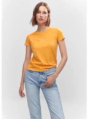 MANGO - Metallic Logo T-shirt BRIGHT YELLOW