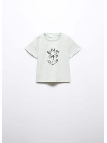 MANGO - Printed Cotton-blend T-shirt TURQUOISE