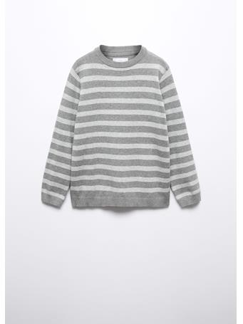 MANGO - Striped Knit Sweater GRAY