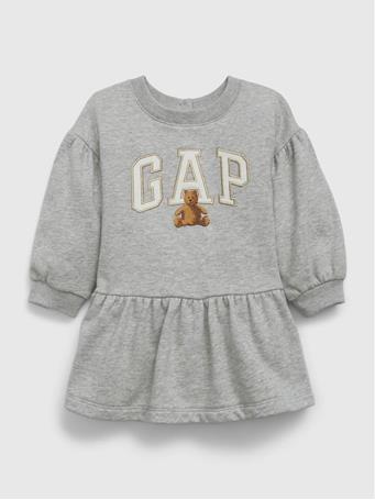 GAP - Baby French Terry Logo Sweatshirt Dress LIGHT HEATHER GREY