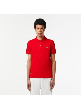 LACOSTE - Piqué Cotton Polo Shirt  RED