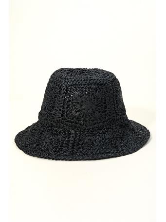 ANARCHY STREET - Large Square Pattern Knit Bucket Hat BLACK