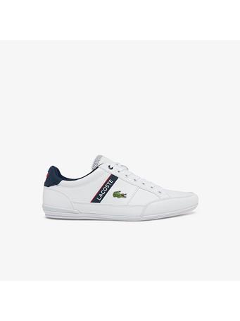 LACOSTE -  Men's Chaymon Textile and Synthetic Trainers  WHT RED