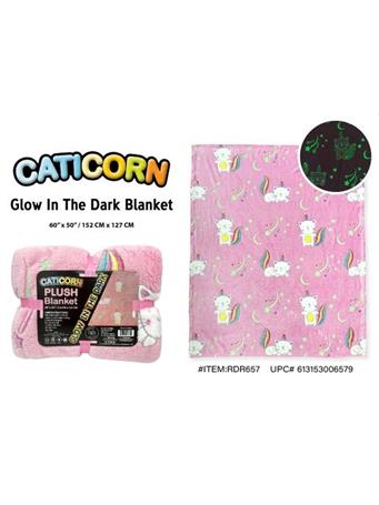 ROYAL DELUXE - Glow In The Dark Caticorn Kids Throw  PINK