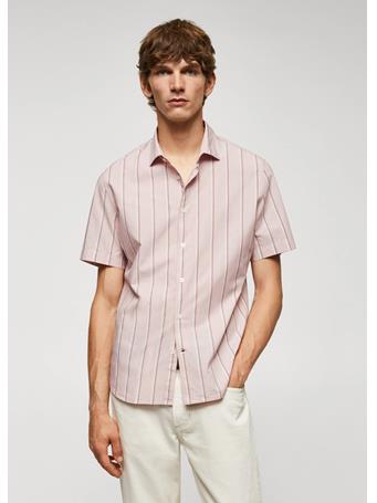 MANGO - Striped Light Cotton Shirt BEIGE