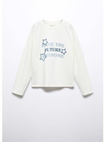 MANGO - Long-sleeved T-shirt With Message IVORY