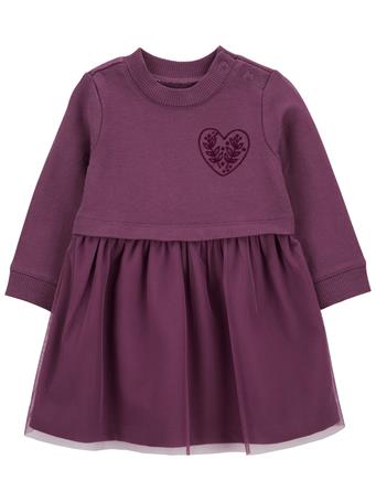 CARTER'S - Baby Heart French Terry Dress PURPLE