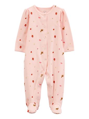 CARTER'S - Baby Pink Print Snap-Up Cotton Sleep & Play Pajamas PINK