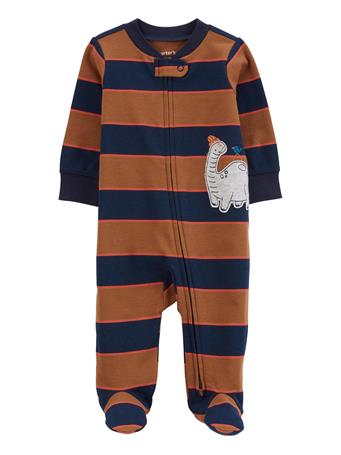 CARTER'S - Baby Dinosaur 2-Way Zip Cotton Sleep & Play Pajamas BROWN