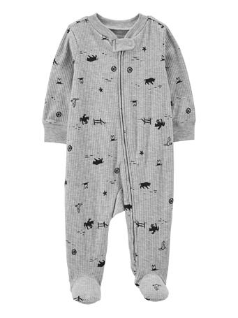 CARTER'S - Baby Cowboy 2-Way Zip Ribbed Sleep & Play Pajamas GREY