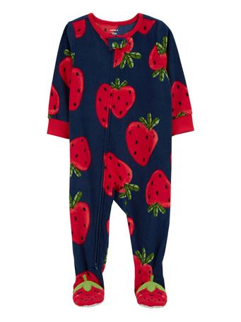 CARTER'S - Baby 1-Piece Strawberry Fleece Footie Pajamas RED