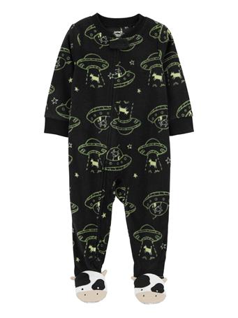 CARTER'S - Baby 1-Piece Space Cow Fleece Footie Pajamas NAVY