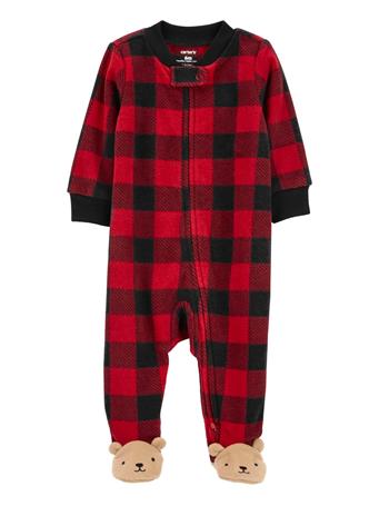 CARTER'S - Baby Holiday Bear Zip-Up Fleece Sleep & Play Pajamas RED