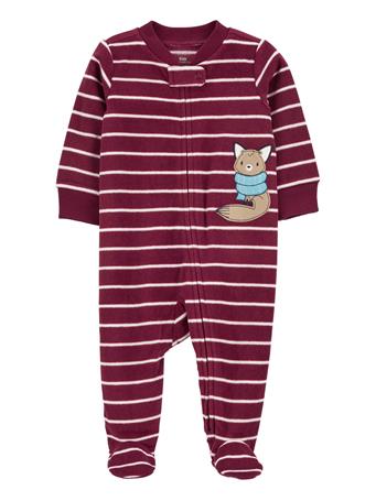 CARTER'S - Baby Fox Zip-Up Fleece Sleep & Play Pajamas RED