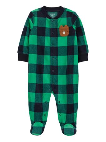 CARTER'S - Baby Bear Snap-Up Fleece Sleep & Play Pajamas GREEN
