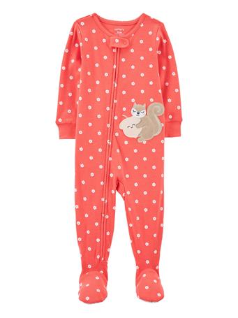 CARTER'S - Baby 1-Piece Squirrel 100% Snug Fit Cotton Footie Pajamas CORAL