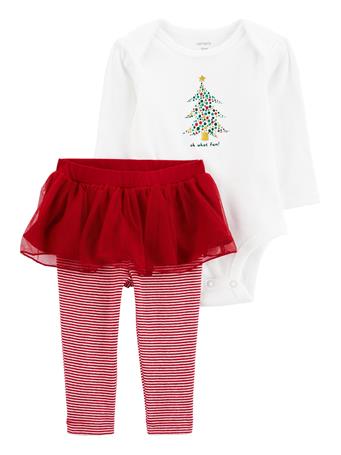 CARTER'S - Baby 2-Piece Christmas Bodysuit & Tutu Pant Set RED