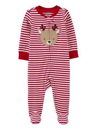 CARTER'S - Baby Reindeer 2-Way Zip Cotton Sleep & Play Pajamas RED