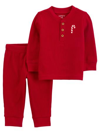CARTER'S - Baby 2-Piece Christmas Thermal Pajamas RED