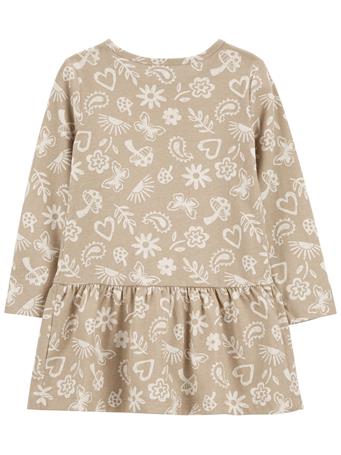 CARTER'S - Toddler Icon Print Jersey Dress OLIVE GREEN