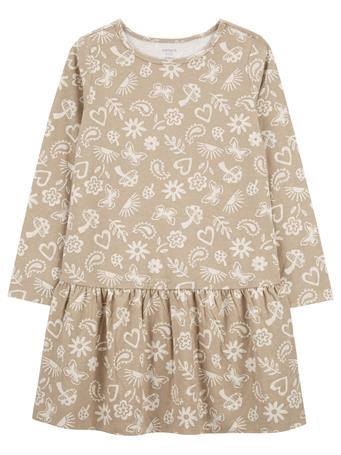 CARTER'S - Kid Icon Print Jersey Dress OLIVE GREEN