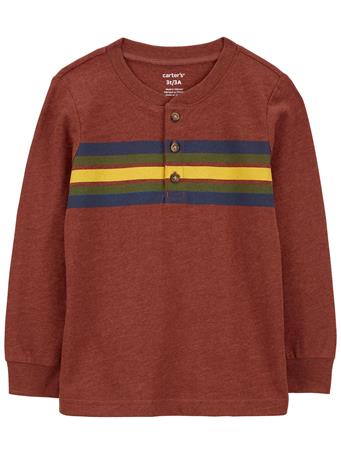 CARTER'S - Toddler Striped Jersey Henley RED