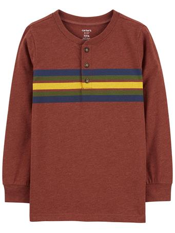 CARTER'S - Kid Striped Jersey Henley RED