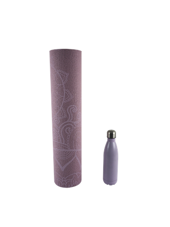 GO ZONE - 5Mm Lace Yoga Mat & Water Bottle Gift Set LILAC