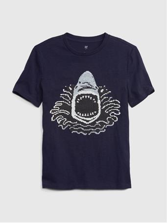 GAP - Kids Flippy Sequin Graphic T-Shirt NAVY UNIFORM