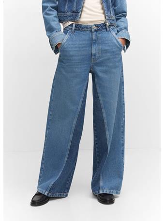 MANGO - Two-tone Wide-leg Jeans MEDIUM BLUE