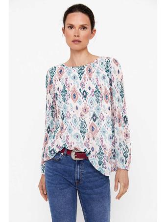 CORTEFIEL - Printed Pleated Blouse WHITE PRINT