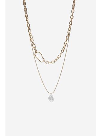 CORTEFIEL - Long Chain And Pearl Necklace GOLD/MUSTARD
