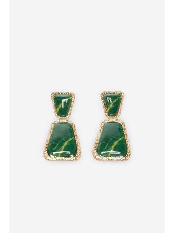 CORTEFIEL - Marbled Resin Earrings GREEN PRINT