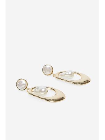 CORTEFIEL - Hoop And Pearl Earrings GOLD/MUSTARD