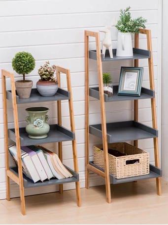 Tiger Grey Bamboo Shelf  - 4 Shelves GREY