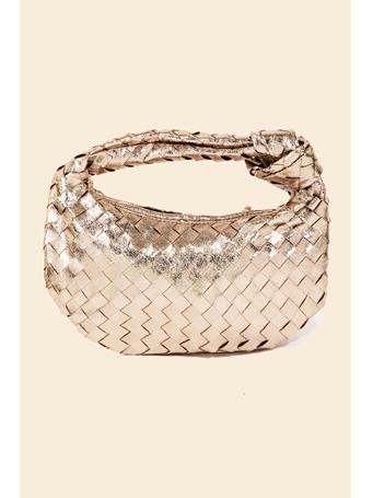 ANARCHY STREET - Basket Weave Hobo Handbag GOLD