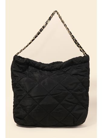 ANARCHY STREET - Chain Strap Quilted Tote Bag BLACK