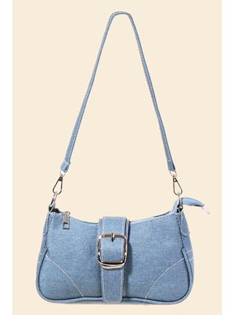 ANARCHY STREET - Blue Denim Buckle Strap Hand Bag BLUE