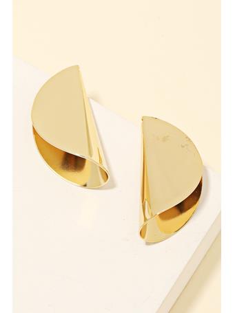 ANARCHY STREET - Folded Metallic Disc Dangle Earrings GOLD