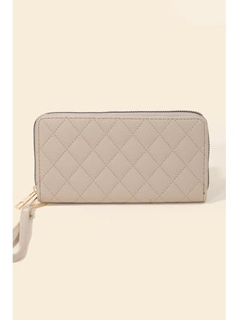 ANARCHY STREET - Diamond Pattern Faux Leather Rectangle Wallet TAUPE